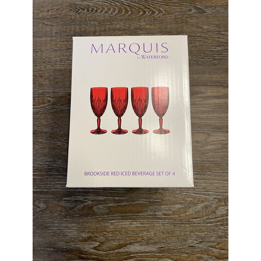 MARQUIS WATERFORD BROOKSIDE RED ICED BEVERAGE SET OF FOUR NWT